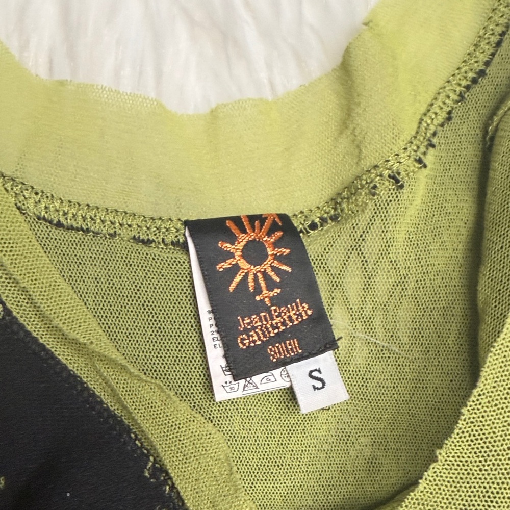 Jean Paul Gaultier Black and Green stretch mesh Tank Top S - Picture 7 of 9